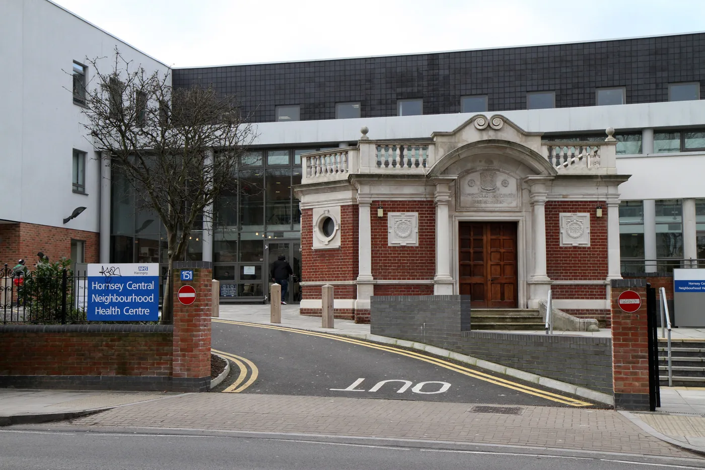 Hornsey War Memorial, the 1921 chapel in front of the health centre at 151 Park Road. The wreath-laying has started here at 10am for three years running.