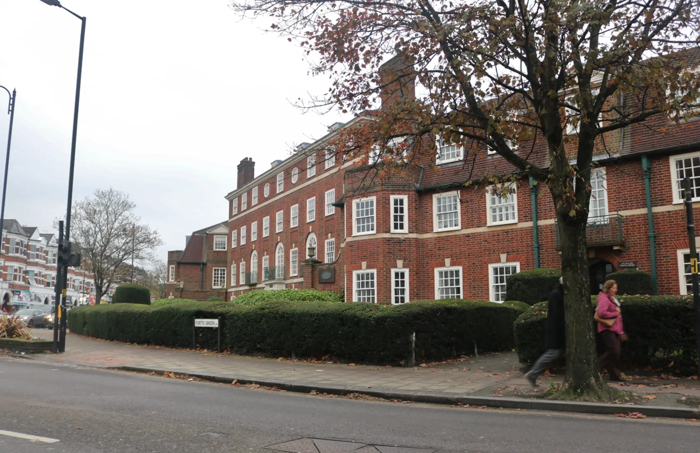 Flats on Fortis Green, Muswell Hill. Leaside Avenue runs off it. The photograph does not show the property in this case.