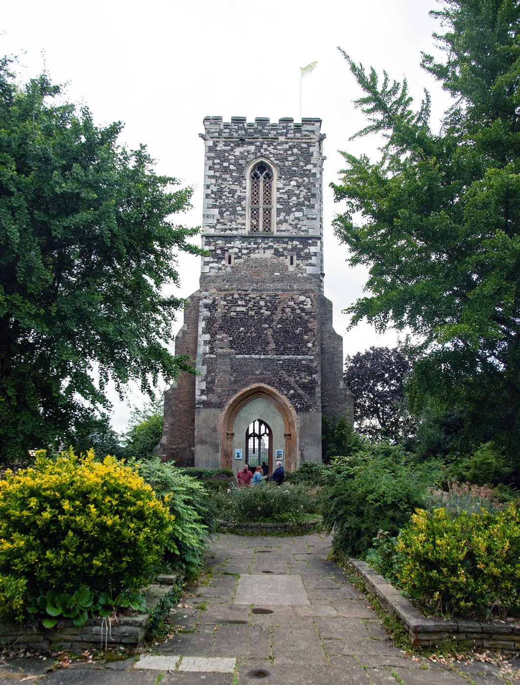 The tower of the old parish church of St Mary, Hornsey, seen from the Garden of Remembrance. It opens for guided tours on 12 September.
