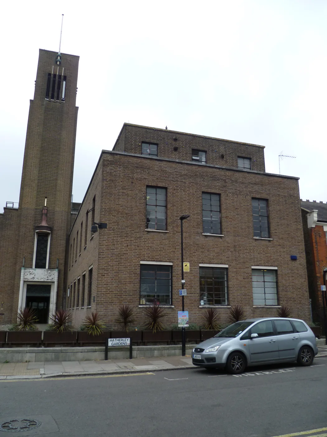 A disabled bay and permit sign outside Hornsey Town Hall, Crouch End